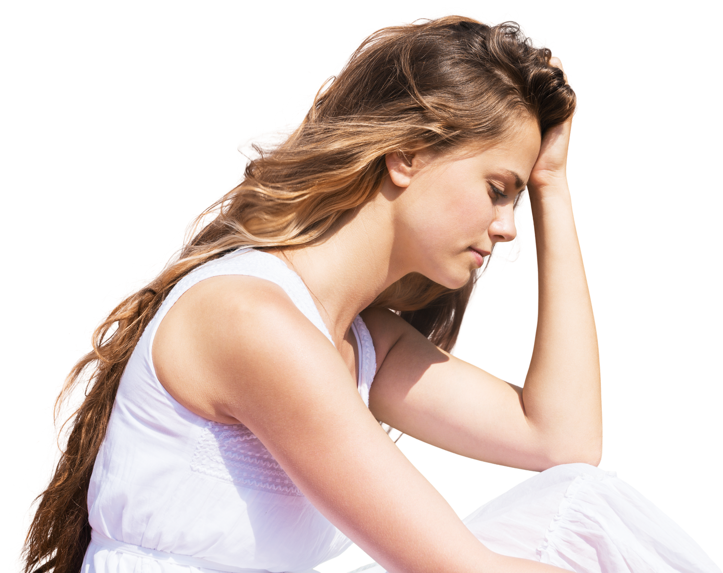 Woman in White in Deep Thought